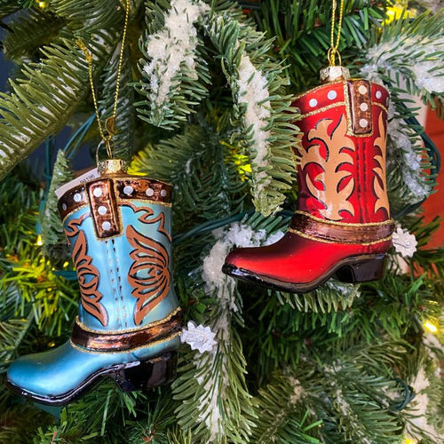 Blue Cowboy Boot Ornament