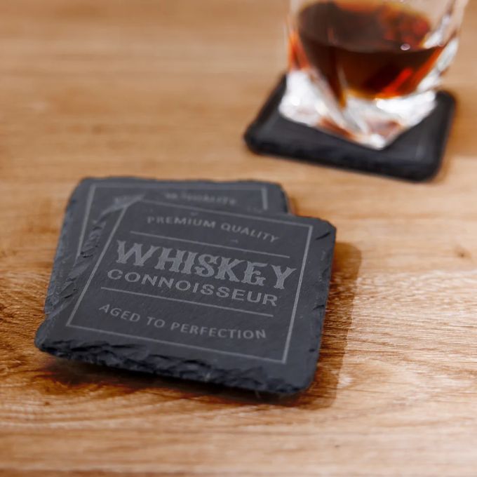 Grandpa Gift Box with Whiskey Glass and Slate Coaster