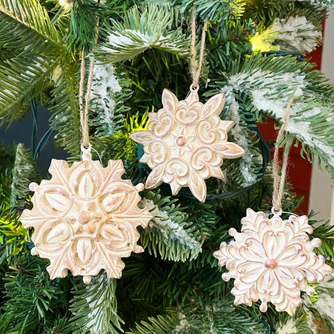 Washed Gold Snowflake Ornament - Three Styles