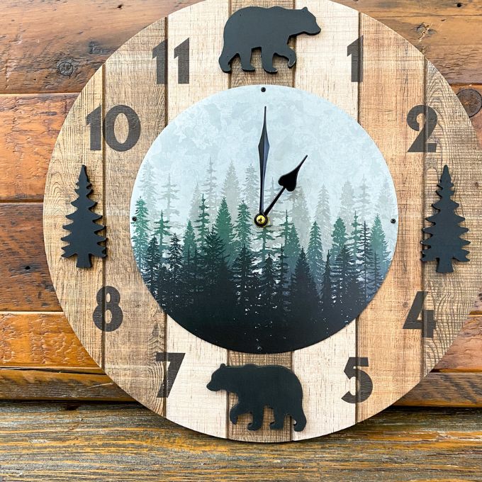 Wood Bear Clock