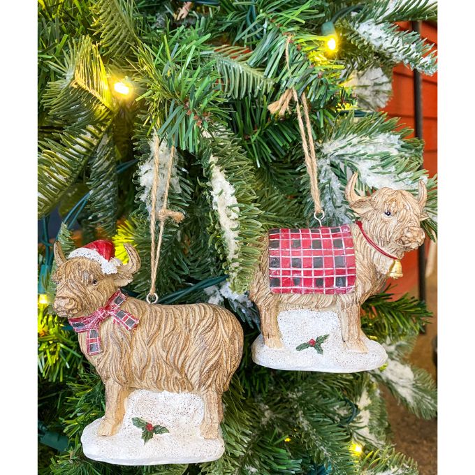 Highland Cow Ornament with Hat