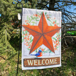 Barn Star & Bluebird Welcome Garden Flag