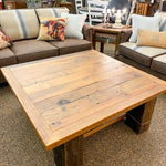 Stony Brooke Timber Frame Coffee Table with Shelf available at Rustic Ranch Furniture in Airdrie, Alberta.