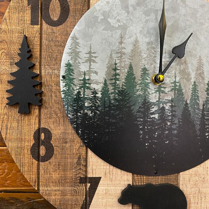 Wood Bear Clock