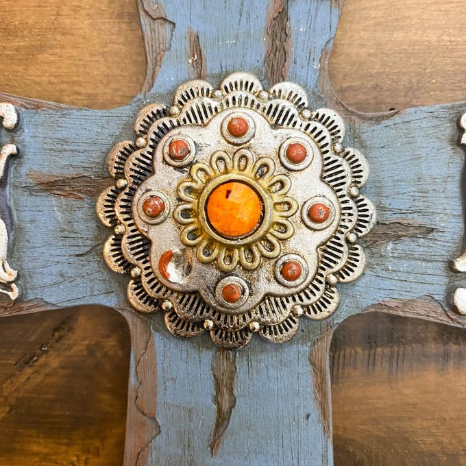 Silver Wall Cross with Concho