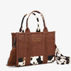 Cow Print Crossbody/Tote Bag - Brown