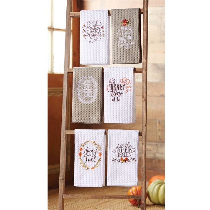 Thanksgiving Waffle Tea Towel - Six Assorted