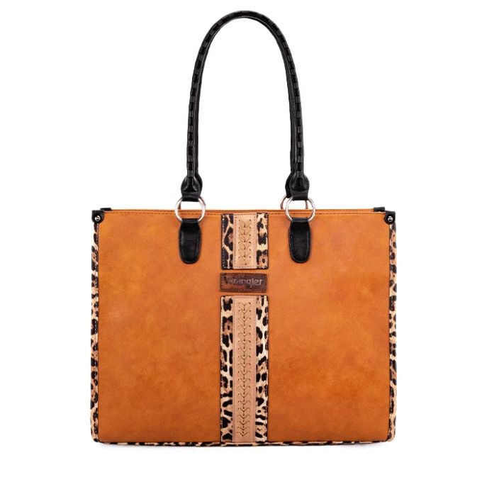 Leopard Print Carry Tote Bag - Brown