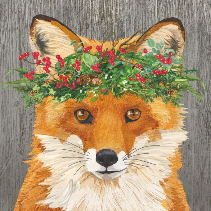 Winter Berry Fox Lunch Napkins