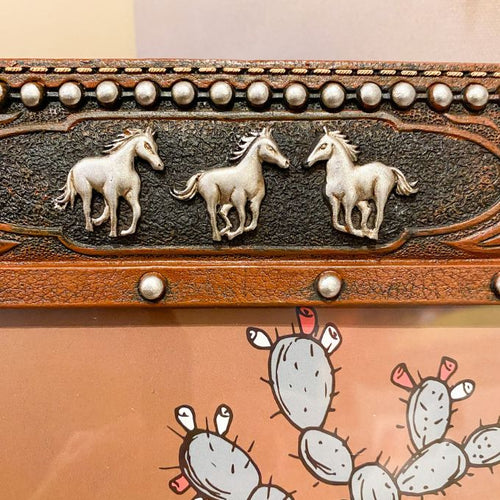 Horses and Tooled Leather 10X8 Frame