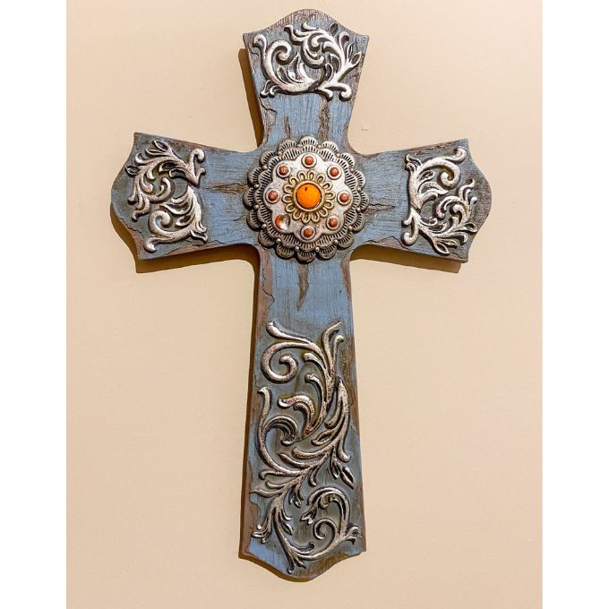 Silver Wall Cross with Concho