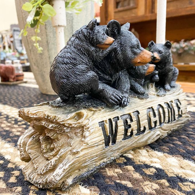 Bear Family Welcome Figurine available at Rustic Ranch Furniture and Decor.