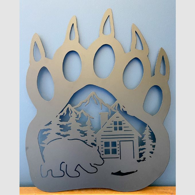 Metal Bear Paw Cutout Wall Decor