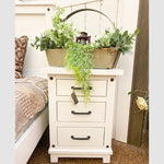 Adirondack Three Drawer Nightstand - Cloud White available at Rustic Ranch Furniture and Decor.