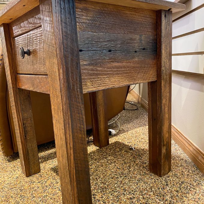 Barnwood One Drawer End Table available at Rustic Ranch Furniture and Decor.