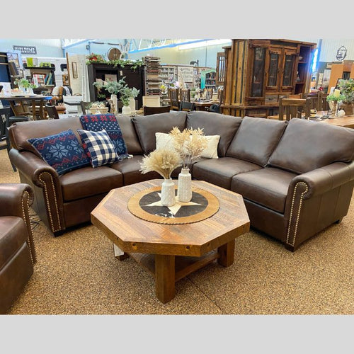 Barn Wood Octagon Coffee Table available at Rustic Ranch Furniture and Decor.