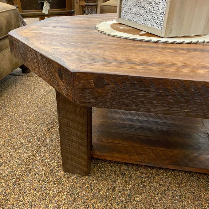 Barn Wood Octagon Coffee Table available at Rustic Ranch Furniture and Decor.