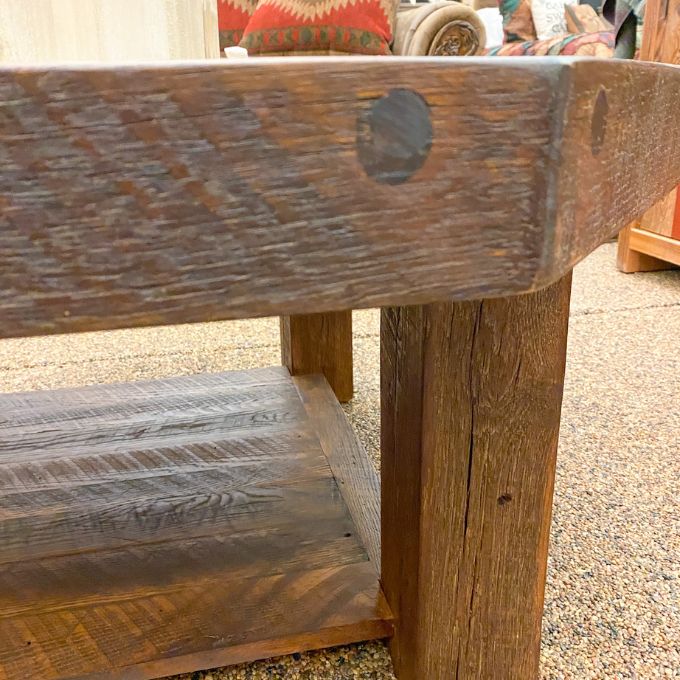 Barn Wood Octagon Coffee Table available at Rustic Ranch Furniture and Decor.