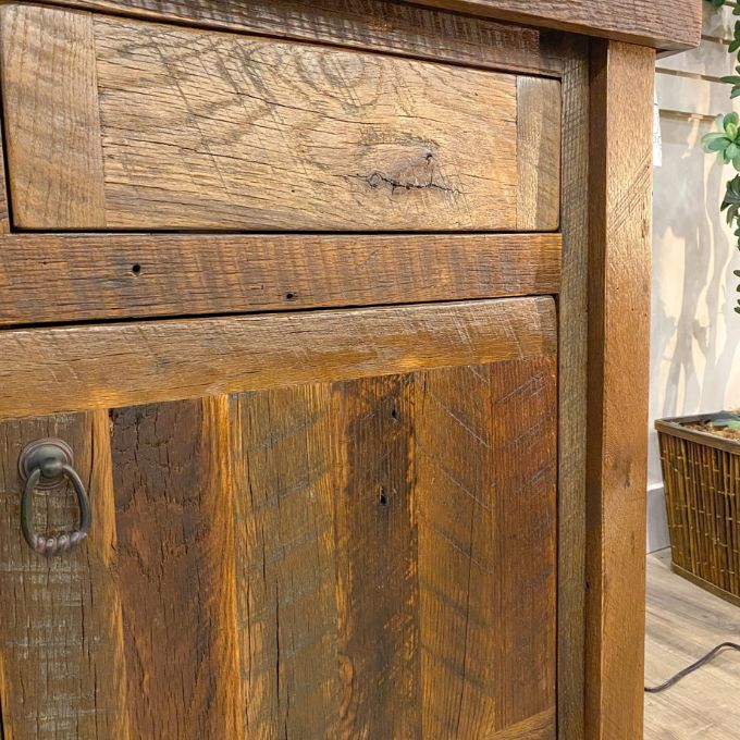 Barnwood Vanity with Edged Laminate Top available at Rustic Ranch Furniture and Decor.