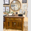 Barnwood Vanity with Edged Laminate Top available at Rustic Ranch Furniture and Decor.