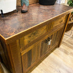 Barnwood Vanity with Edged Laminate Top available at Rustic Ranch Furniture and Decor.