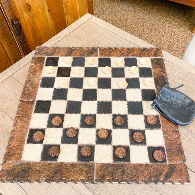 Checker Rustic Hide Checkerboard Set – Rustic Ranch Furniture and Decor