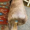 Brown leather chair with decorative elements.  Emerson Chair and a Half available at Rustic Ranch Furniture and Decor.