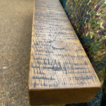 Wooden headboard top with a textured surface.  Fireside bed available at Rustic Ranch Furniture and Decor.