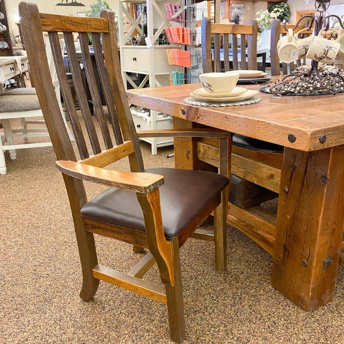 Heritage Arm Chair with Leather Seat available at Rustic Ranch Furniture and Decor.