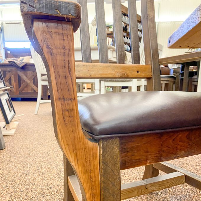 Heritage Arm Chair with Leather Seat available at Rustic Ranch Furniture and Decor.