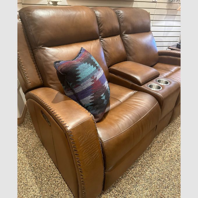 Mustang Reclining Loveseat with Console available at Rustic Ranch Furniture and Decor.