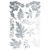 Decorative arrangement of silver leaves, branches, and pinecones on a white background. Figgy & Flourish Transfer by IOD available at Rustic Ranch Furniture and Decor.