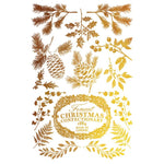 Decorative design with gold Christmas confectionery text surrounded by festive elements on a white background. Figgy & Flourish Transfer by IOD available at Rustic Ranch Furniture and Decor.