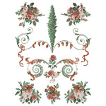 Decorative design with floral elements and swirling patterns on a white background. La Folie Paint Inlay by IOD - Limited Edition available at Rustic Ranch Furniture and Decor.