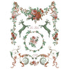 Decorative design with floral elements and deer figures on a white background. La Folie Paint Inlay by IOD - Limited Edition available at Rustic Ranch Furniture and Decor.