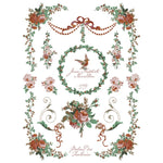 Decorative floral design with ribbons and text on a white background. La Folie Paint Inlay by IOD - Limited Edition available at Rustic Ranch Furniture and Decor.