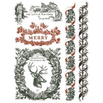 Decorative design with text and illustrations of a deer head, wreath, and decorative elements on a white background. Twelfth Night Paint Inlay by IOD - Limited Edition available at Rustic Ranch Furniture and Decor.