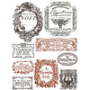 Collection of vintage Christmas-themed labels and text on a white background. Twelfth Night Paint Inlay by IOD - Limited Edition available at Rustic Ranch Furniture and Decor.