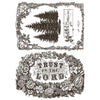 Decorative design with ferns and floral elements, featuring the text 'Trust in the Lord'. Twelfth Night Paint Inlay by IOD - Limited Edition available at Rustic Ranch Furniture and Decor.