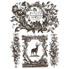 Decorative black and white design with floral elements and a deer, featuring text 'Winter Eucalyptus & Berries'. Twelfth Night Paint Inlay by IOD - Limited Edition available at Rustic Ranch Furniture and Decor.