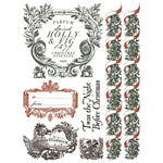 Decorative Christmas-themed design with text and illustrations on a white background. Twelfth Night Paint Inlay by IOD - Limited Edition available at Rustic Ranch Furniture and Decor.