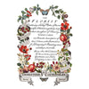 Decorative floral design with text on a white background. Clementine Transfer by IOD available at Rustic Ranch Furniture and Decor.