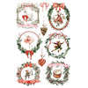 Set of decorative Christmas wreaths with various characters and elements on a white background. Partridge Lane Transfer by IOD available at Rustic Ranch Furniture and Decor.