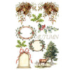 Decorative elements with autumn theme including wreaths, leaves, and a deer, on a white background. Santa's Hollow Transfer by IOD available at Rustic Ranch Furniture and Decor.
