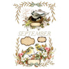 Decorative design with birds, flowers, and leaves around 'September' text on a white background. Santa's Hollow Transfer by IOD available at Rustic Ranch Furniture and Decor.