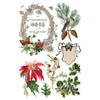 Collection of vintage-style botanical illustrations with flowers, leaves, and decorative elements on a white background. Winter Botanist Transfer by IOD available at Rustic Ranch Furniture and Decor.