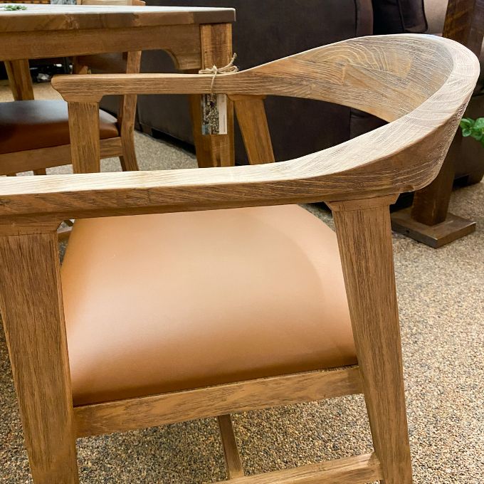 Tulum Round Dining Chair with Upholstered Seat available at Rustic Ranch Furniture in Airdrie Alberta.