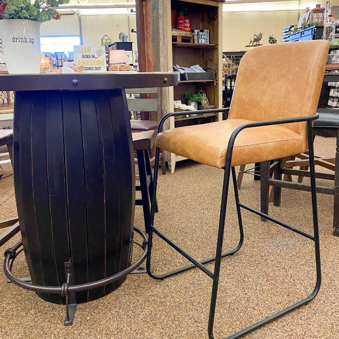 Contemporary Upholstered and Iron Base Stools - Counter and Bar Heights available at Rustic Ranch Furniture and Decor in Airdrie, Alberta.