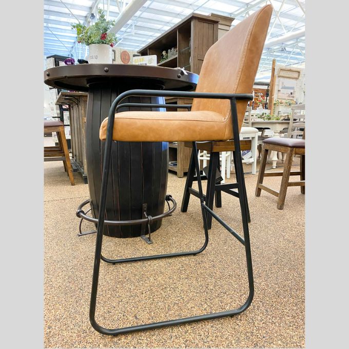 Contemporary Upholstered and Iron Base Stools - Counter and Bar Heights available at Rustic Ranch Furniture and Decor in Airdrie, Alberta.