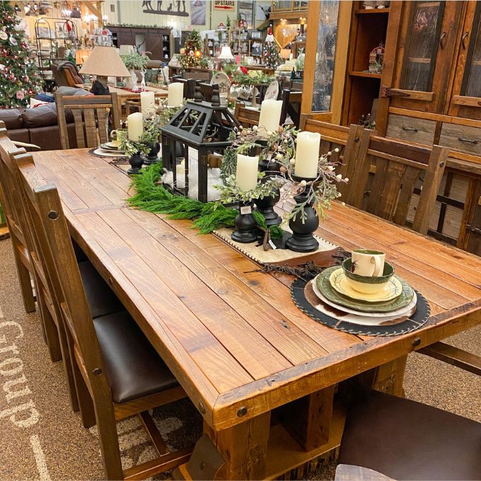 WINDY STABLES KING RANCH 9' DINING TABLE – Rustic Ranch Furniture and Decor